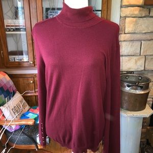 JOSEPH A SIZE XLARGE MAROON TURTLENECK SWEATER BELL SLEEVES WITH BUTTONS